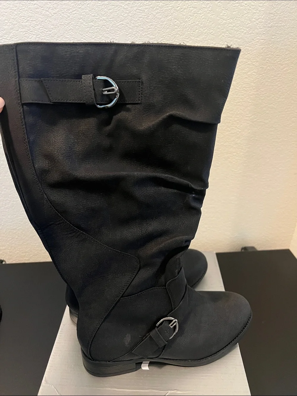 cloudwalkers Black Over-the-Knee Boots with Buckle Accents
